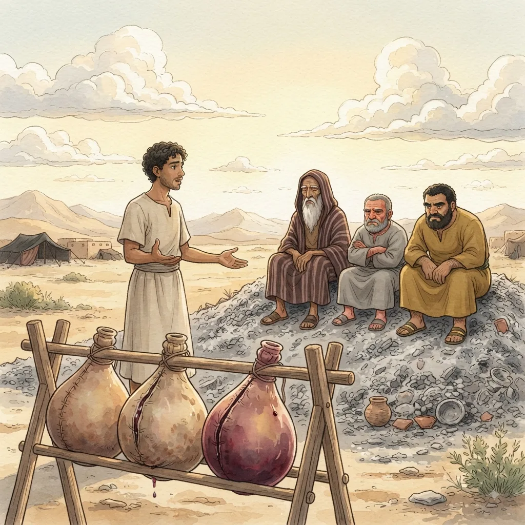 Elihu Begins to Speak: a painted scene illustrating Job 32.