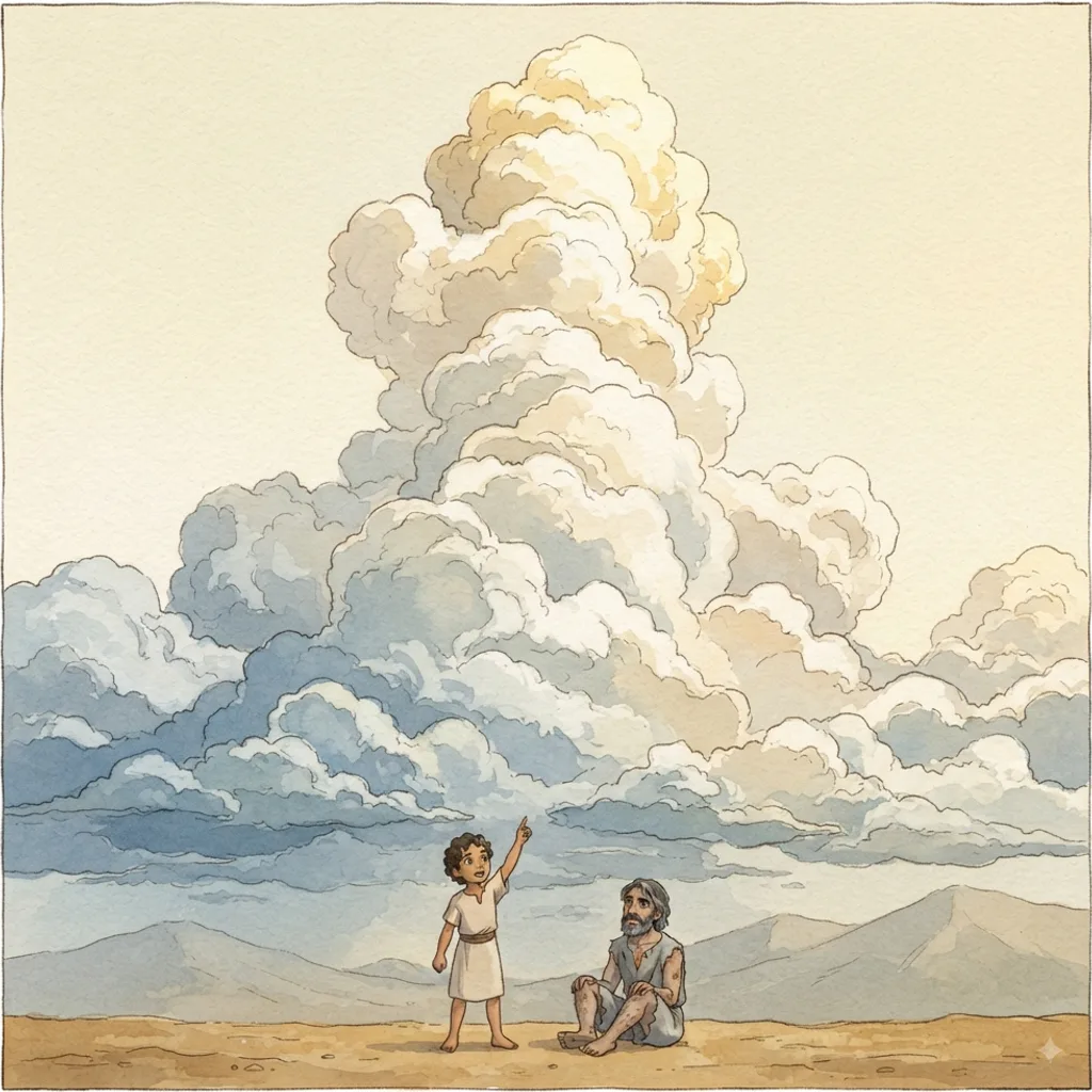 God Is Greater Than Man: a painted scene illustrating Job 35.