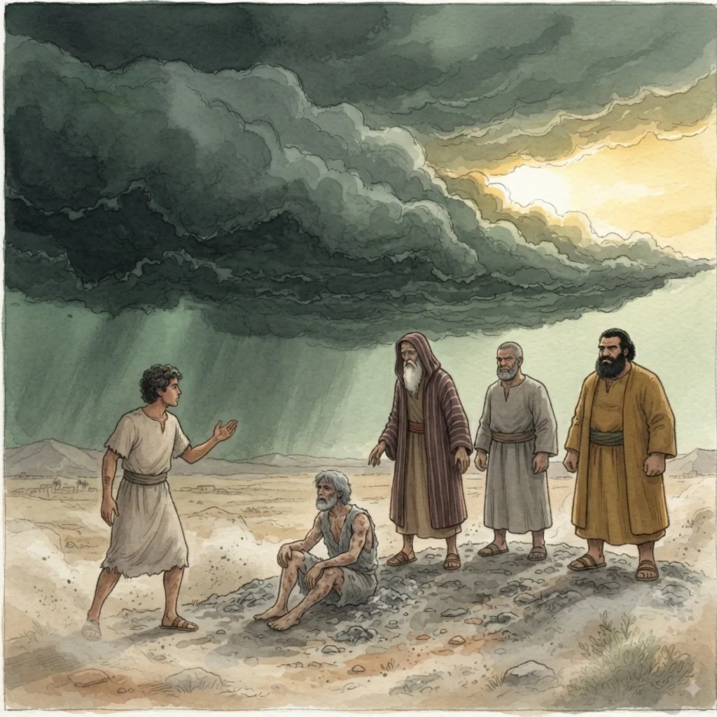 God's Majesty in the Storm: a painted scene illustrating Job 37.