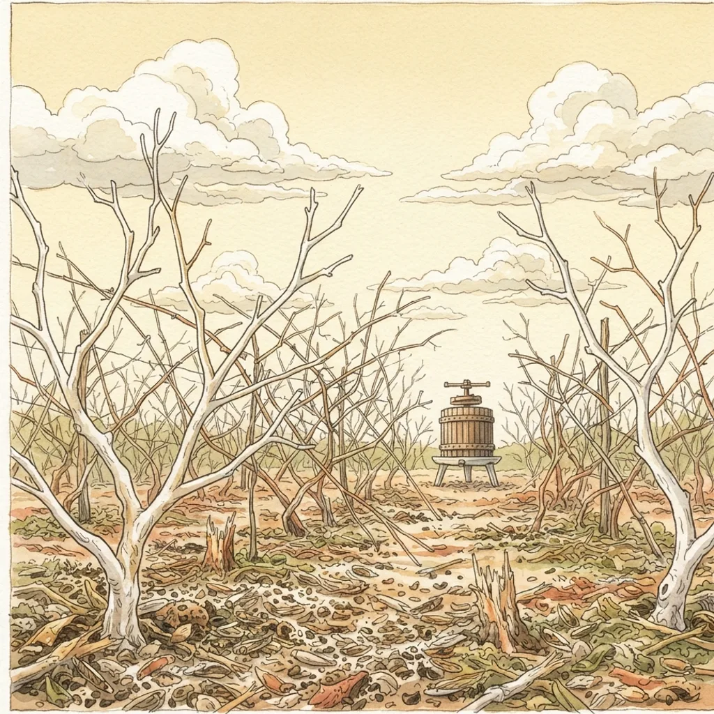 The Plague of Locusts: a painted scene illustrating Joel 1.