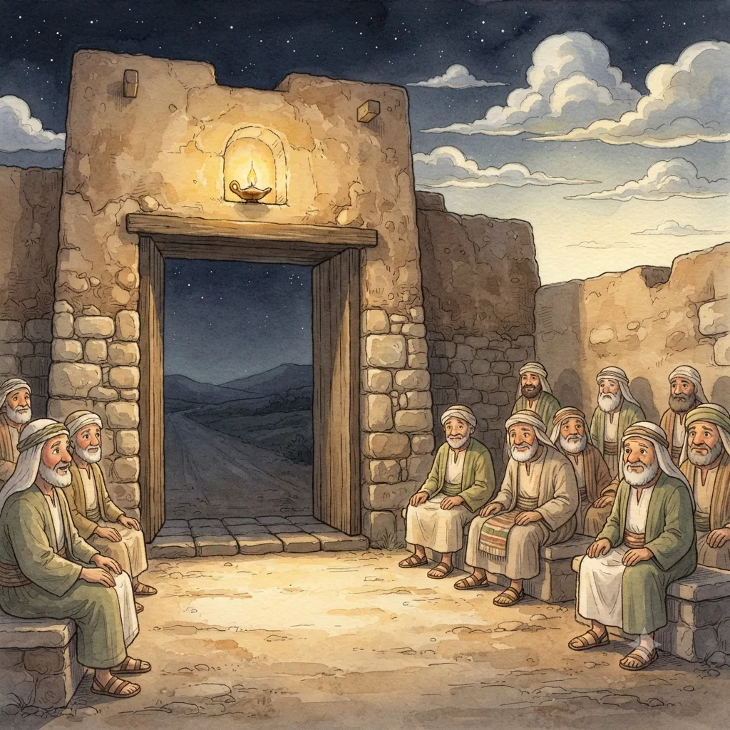 The Cities of Refuge: a painted scene illustrating Joshua 20.