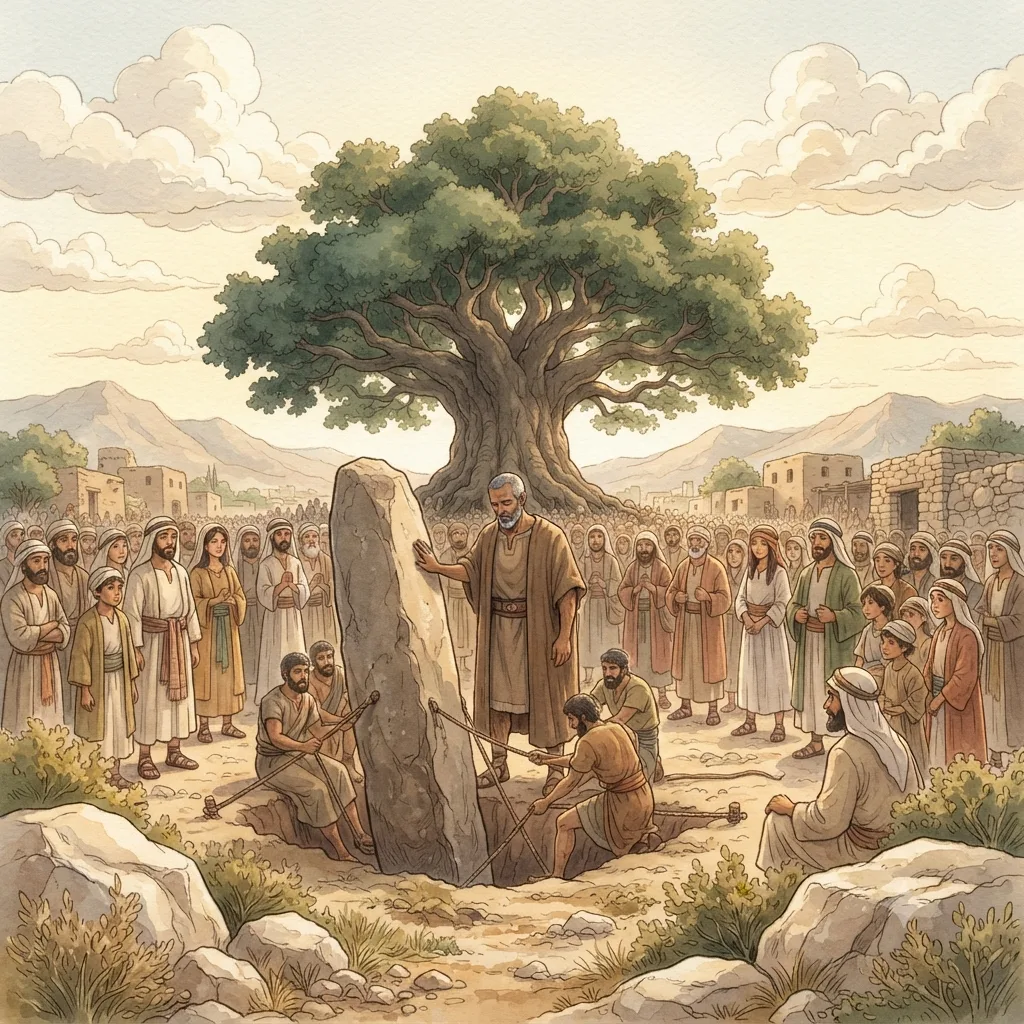 Choose Whom You Will Serve: a painted scene illustrating Joshua 24.