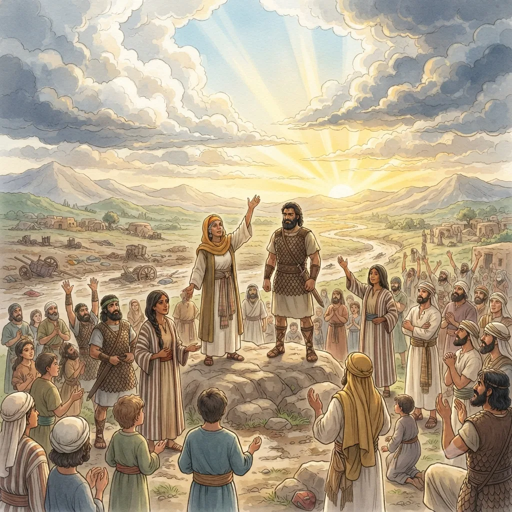 The Song of Deborah: a painted scene illustrating Judges 5.