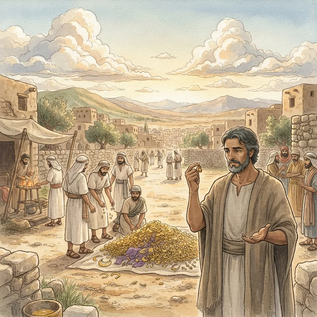Gideon's Final Years: a painted scene illustrating Judges 8.