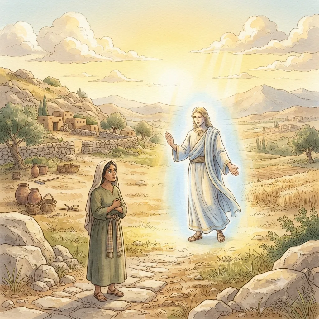 The Birth of Samson: a painted scene illustrating Judges 13.