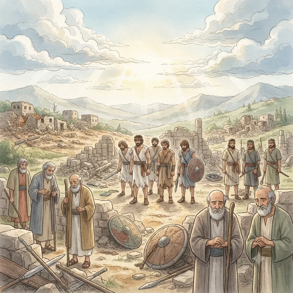 The Restoration of Benjamin: a painted scene illustrating Judges 21.