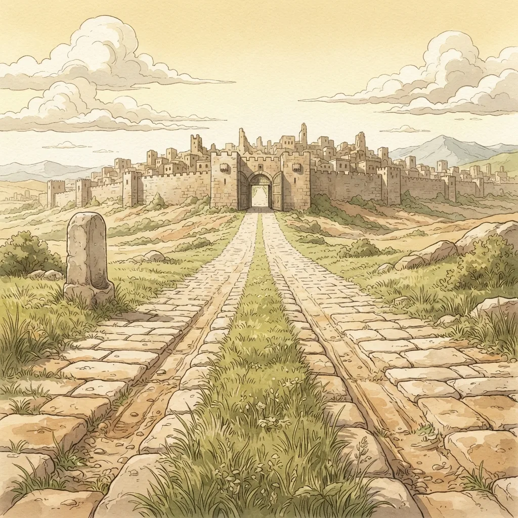 Jerusalem Sits Alone: a painted scene illustrating Lamentations 1.
