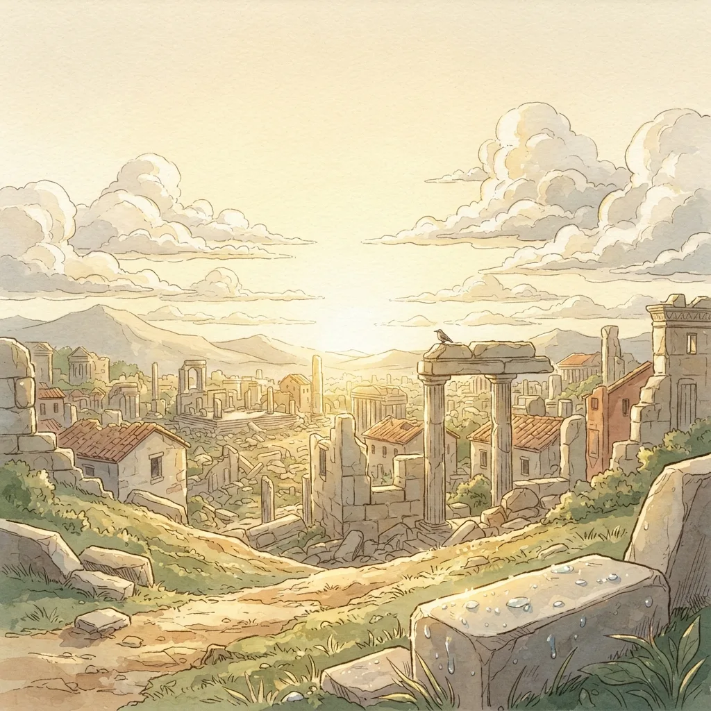 Great Is Your Faithfulness: a painted scene illustrating Lamentations 3.