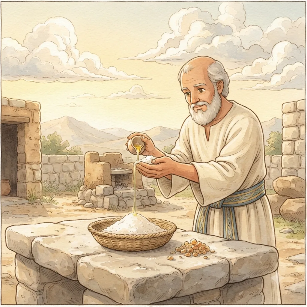 The Grain Offering: a painted scene illustrating Leviticus 2.