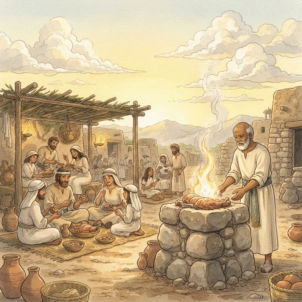 The Peace Offering: a painted scene illustrating Leviticus 3.