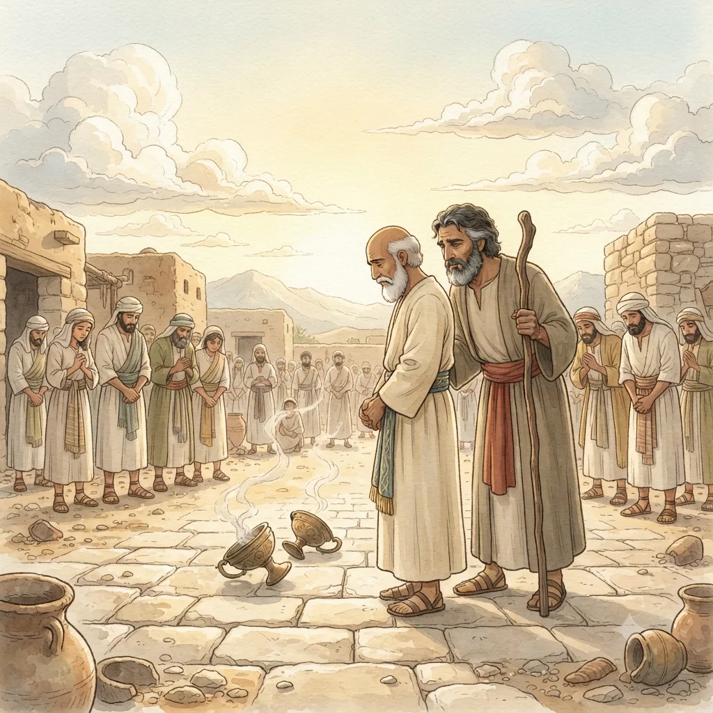 Nadab and Abihu's Sin: a painted scene illustrating Leviticus 10.