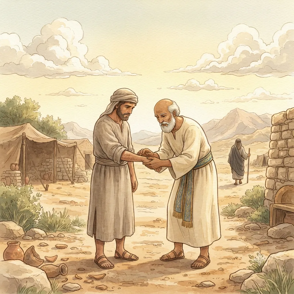 Laws Concerning Skin Diseases: a painted scene illustrating Leviticus 13.