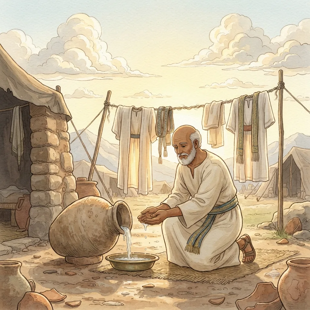 Laws of Bodily Uncleanness: a painted scene illustrating Leviticus 15.