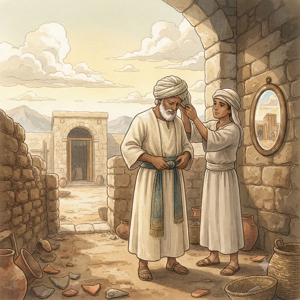 Holiness of the Priests: a painted scene illustrating Leviticus 21.