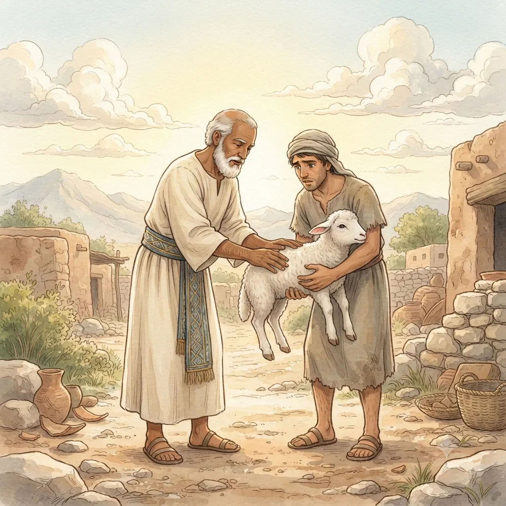 Holy Offerings: a painted scene illustrating Leviticus 22.