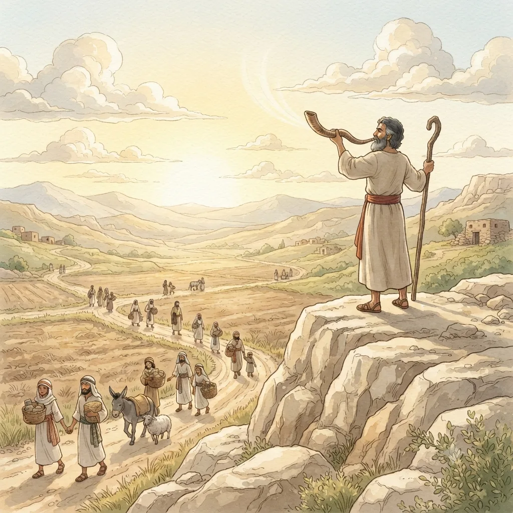 The Sabbath Year and Jubilee: a painted scene illustrating Leviticus 25.