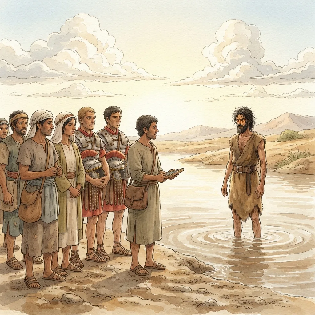 Prepare the Way of the Lord: a painted scene illustrating Luke 3.