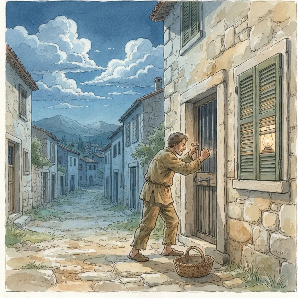 Teach Us to Pray: a painted scene illustrating Luke 11.