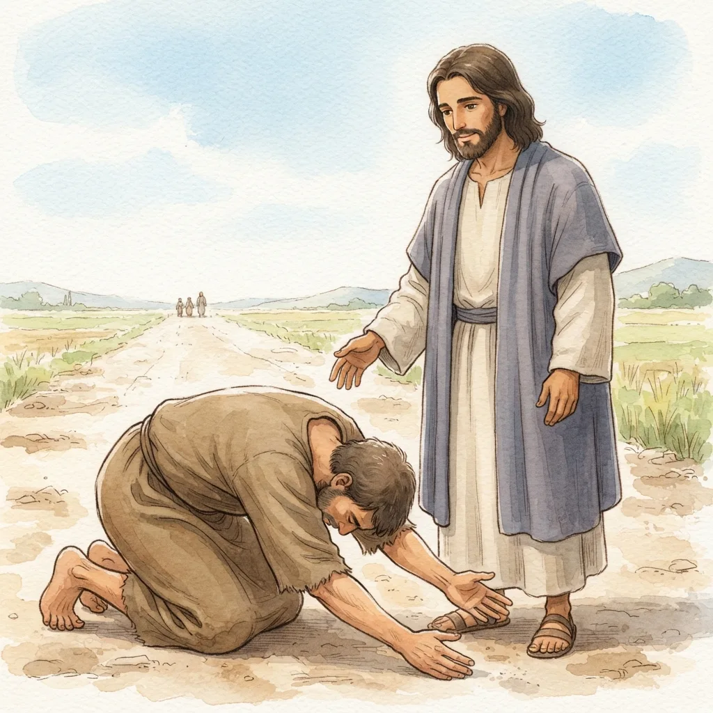 Faith, Gratitude and the Kingdom: a painted scene illustrating Luke 17.