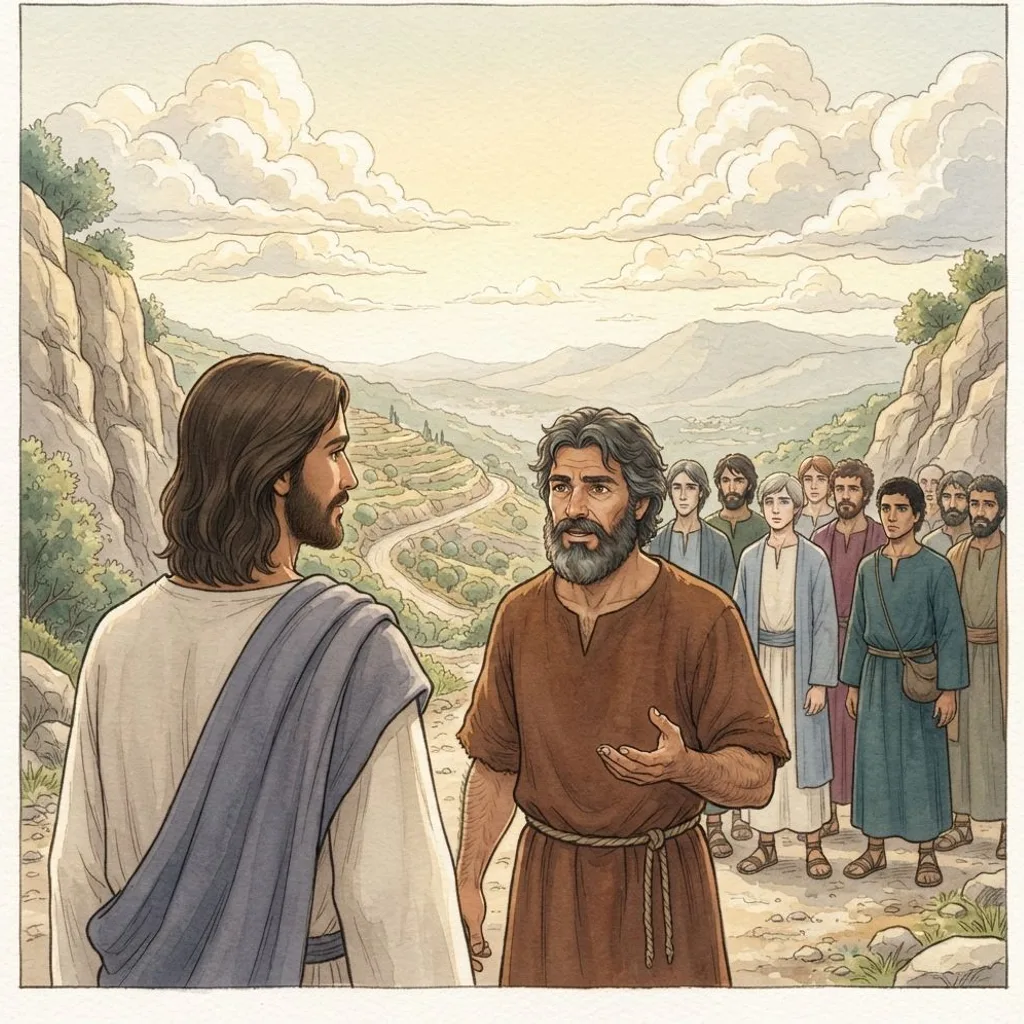 Who Do You Say I Am?: a painted scene illustrating Mark 8.