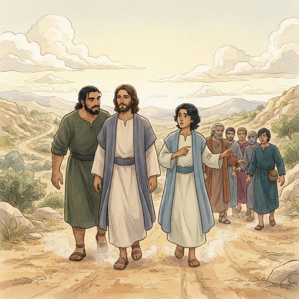 The Way of the Servant: a painted scene illustrating Mark 10.