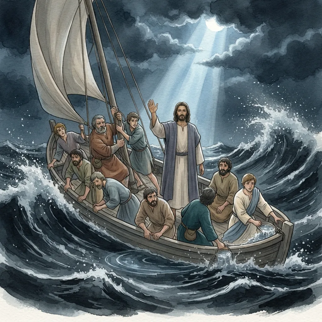 Jesus' Authority and Miracles: a painted scene illustrating Matthew 8.
