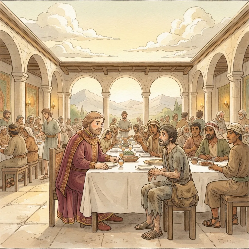 The King's Wedding Feast: a painted scene illustrating Matthew 22.