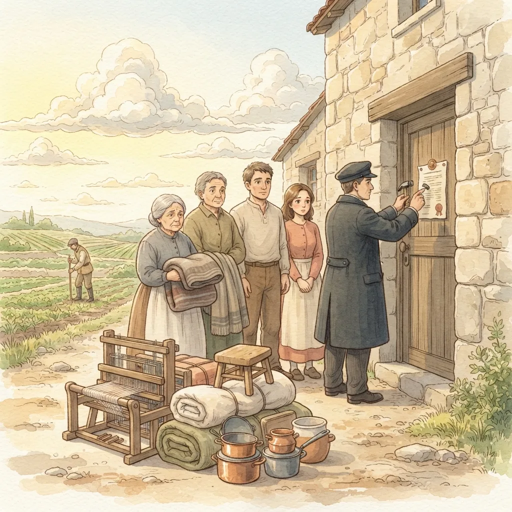 Oppression and Future Restoration: a painted scene illustrating Micah 2.