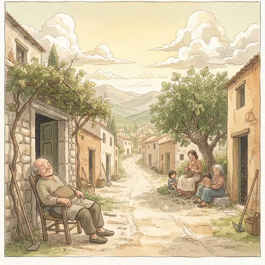 The Mountain of the Lord: a painted scene illustrating Micah 4.