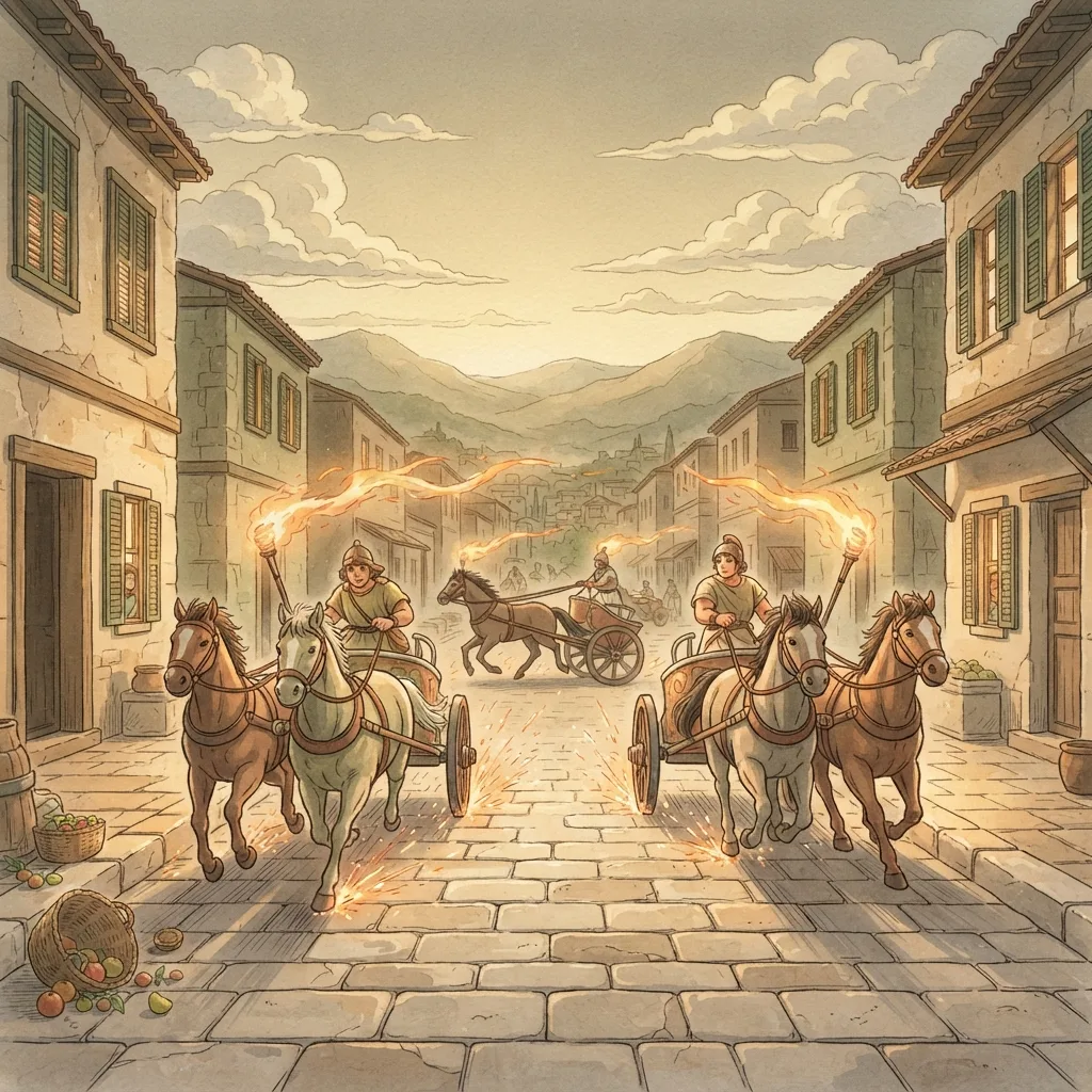 The Fall of Nineveh: a painted scene illustrating Nahum 2.