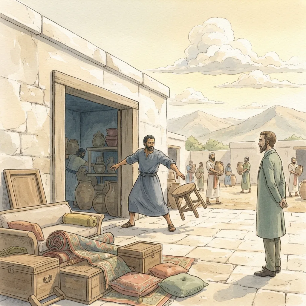 Nehemiah's Final Reforms: a painted scene illustrating Nehemiah 13.