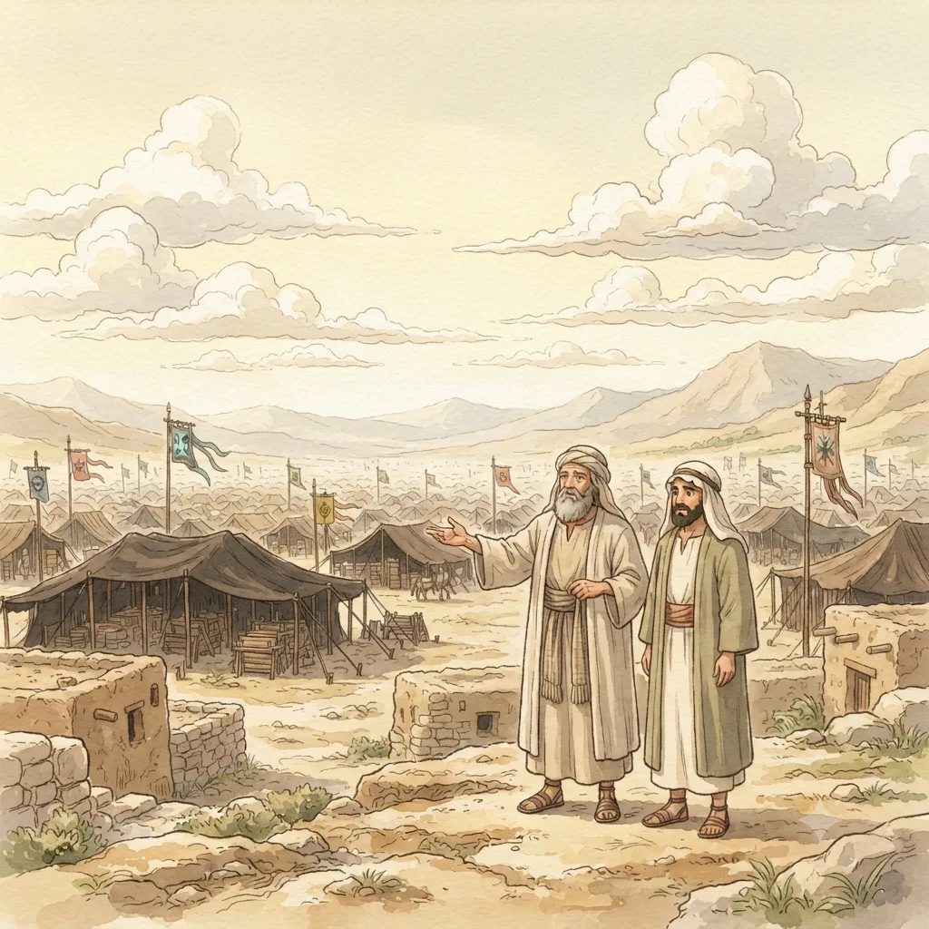The Camp of Israel: a painted scene illustrating Numbers 2.