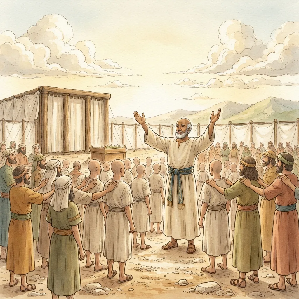 The Levites Consecrated: a painted scene illustrating Numbers 8.