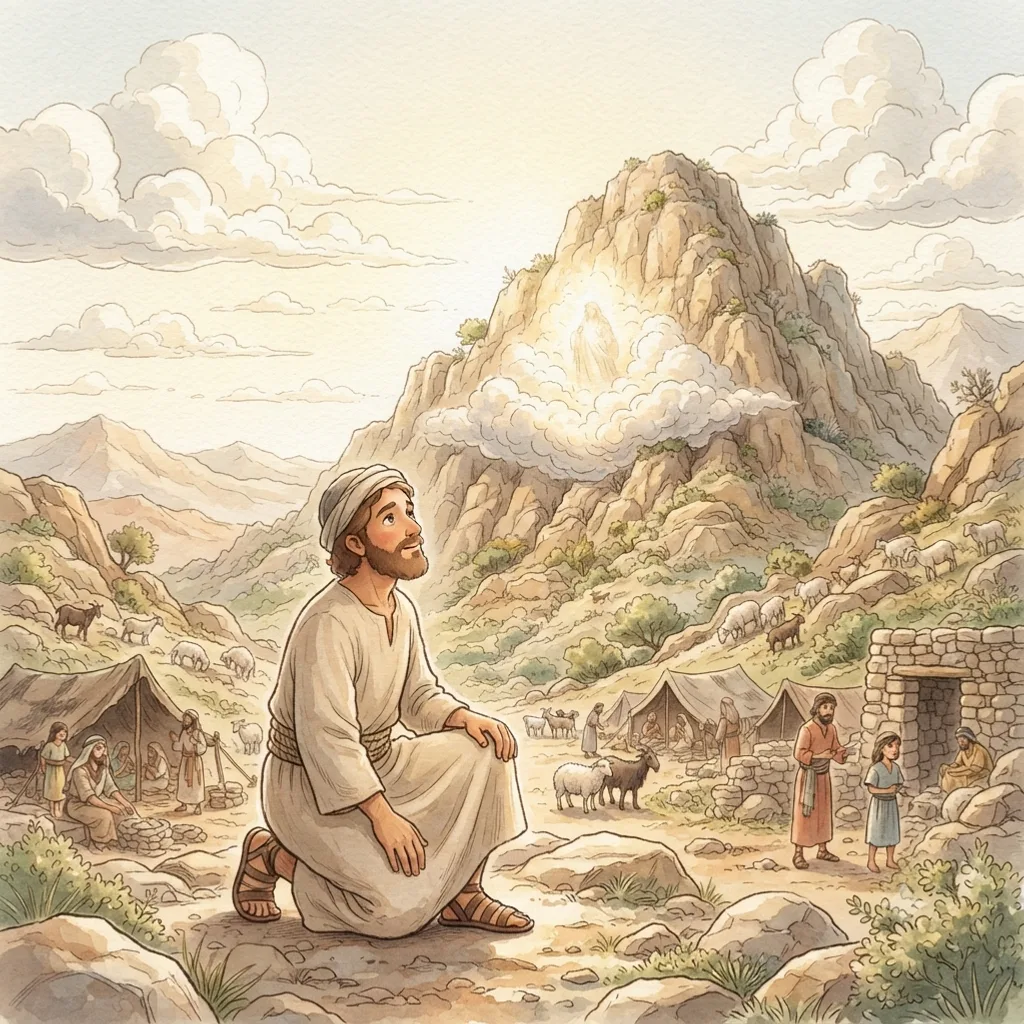 The Passover and the Cloud: a painted scene illustrating Numbers 9.