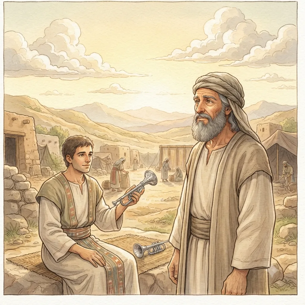 Israel Sets Out from Sinai: a painted scene illustrating Numbers 10.