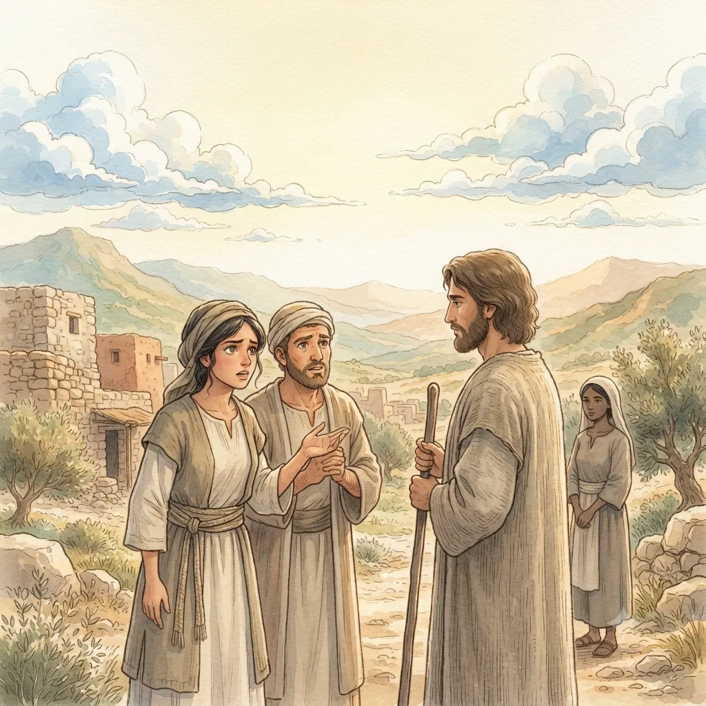 Miriam and Aaron Oppose Moses: a painted scene illustrating Numbers 12.