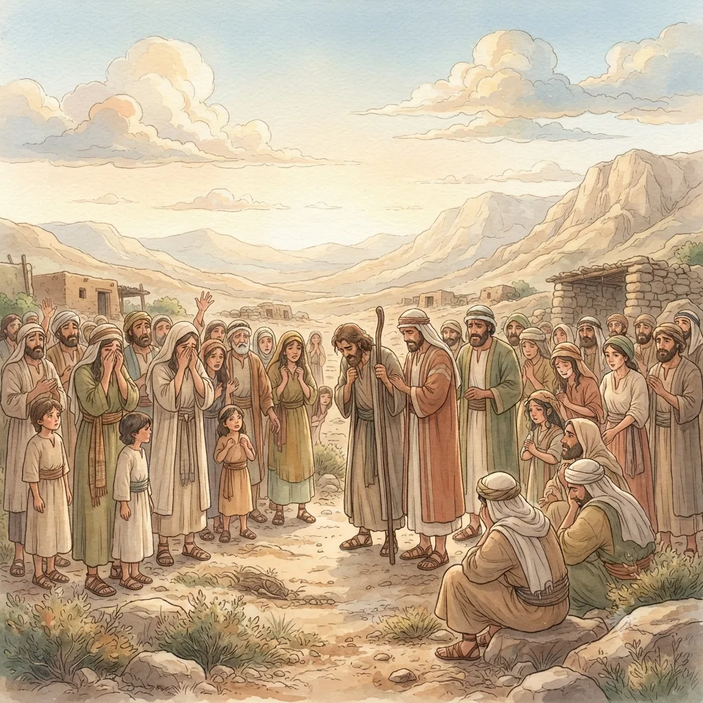 Israel Refuses to Enter Canaan: a painted scene illustrating Numbers 14.