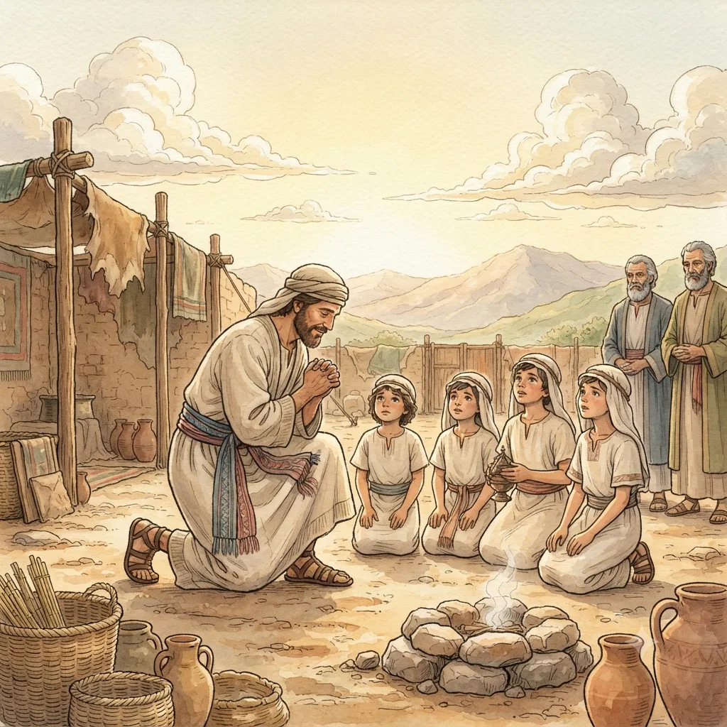 Duties of Priests and Levites: a painted scene illustrating Numbers 18.