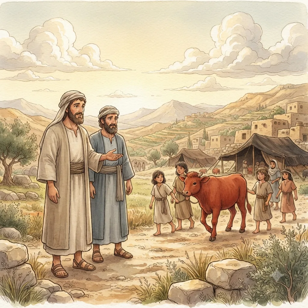 The Red Heifer: a painted scene illustrating Numbers 19.