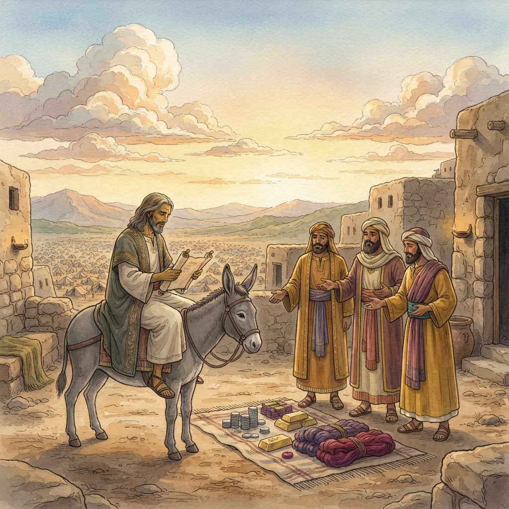 Balak Summons Balaam: a painted scene illustrating Numbers 22.