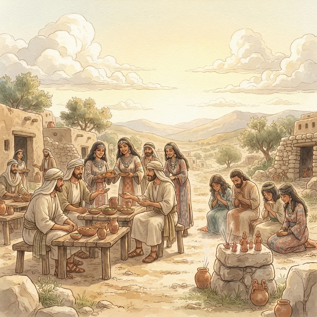 Baal of Peor: a painted scene illustrating Numbers 25.