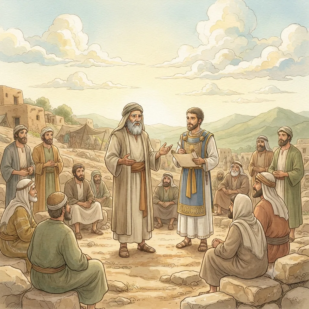 The Second Census: a painted scene illustrating Numbers 26.