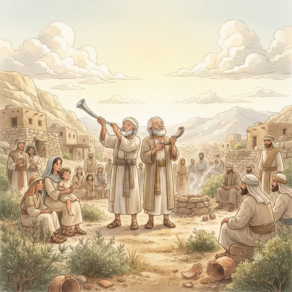 Offerings at the Festivals: a painted scene illustrating Numbers 29.