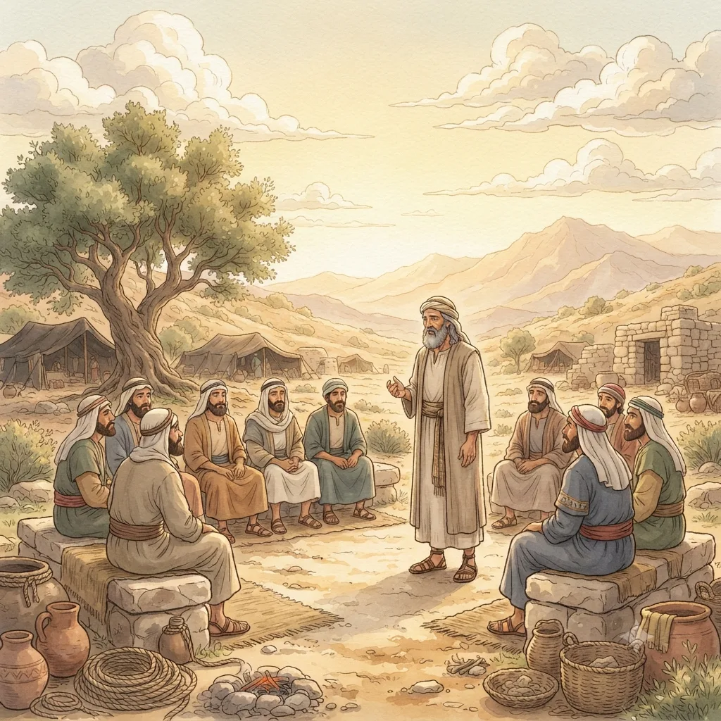 Laws Concerning Vows: a painted scene illustrating Numbers 30.