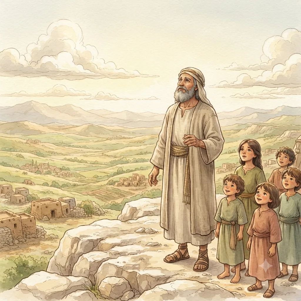 The Boundaries of Canaan: a painted scene illustrating Numbers 34.
