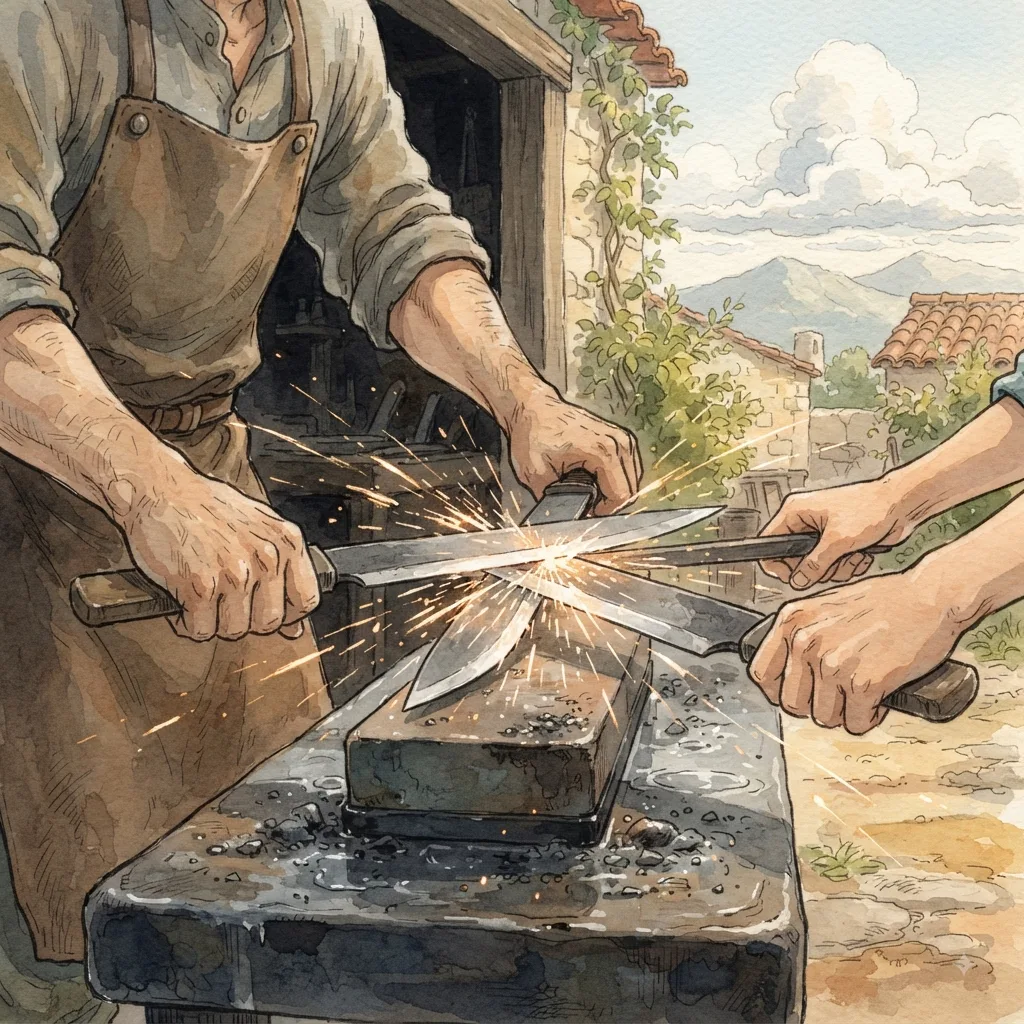 Faithful Friendship: a painted scene illustrating Proverbs 27.