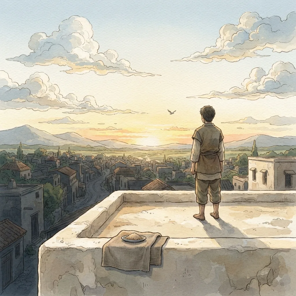 Lead Me in Your Righteousness: a painted scene illustrating Psalms 5.