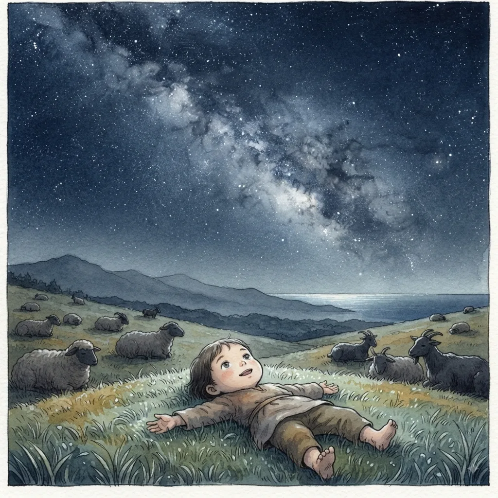 The Majesty of God: a painted scene illustrating Psalms 8.