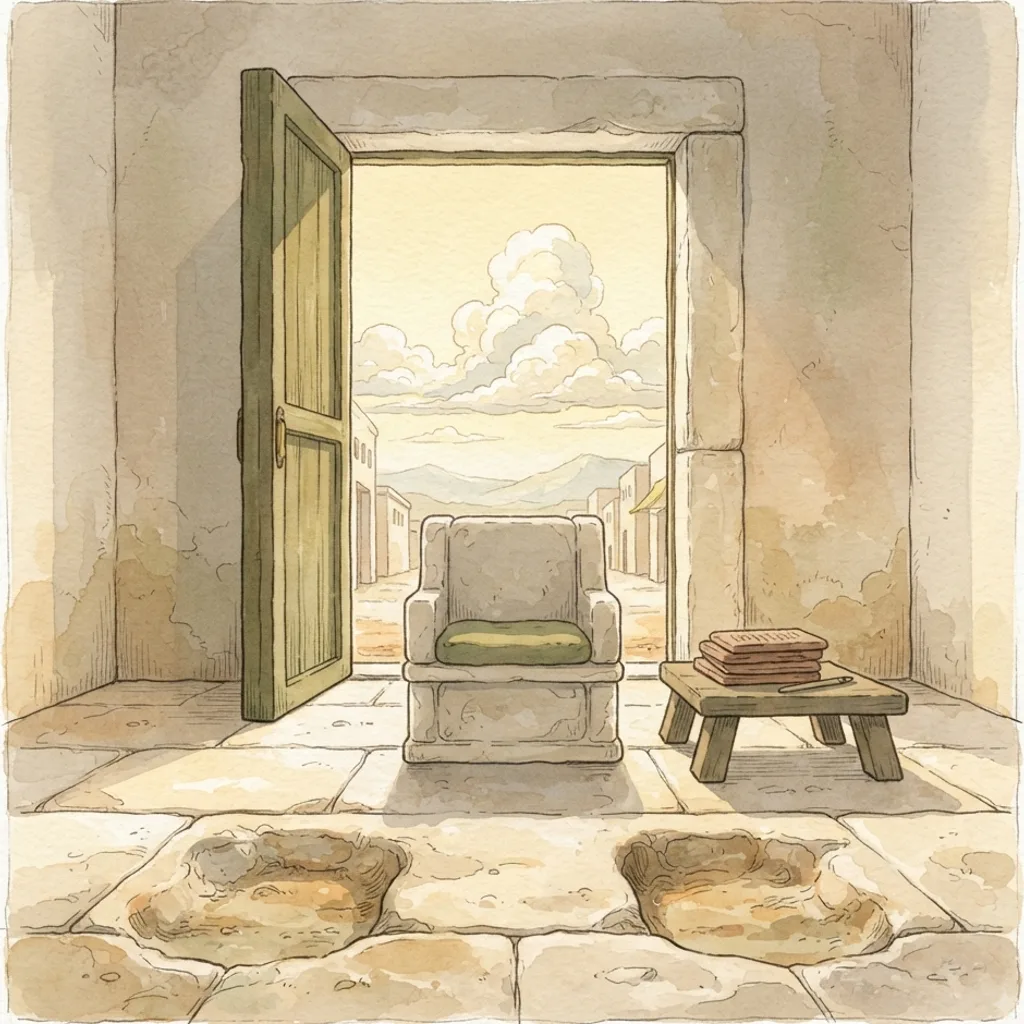 God's Justice: a painted scene illustrating Psalms 9.