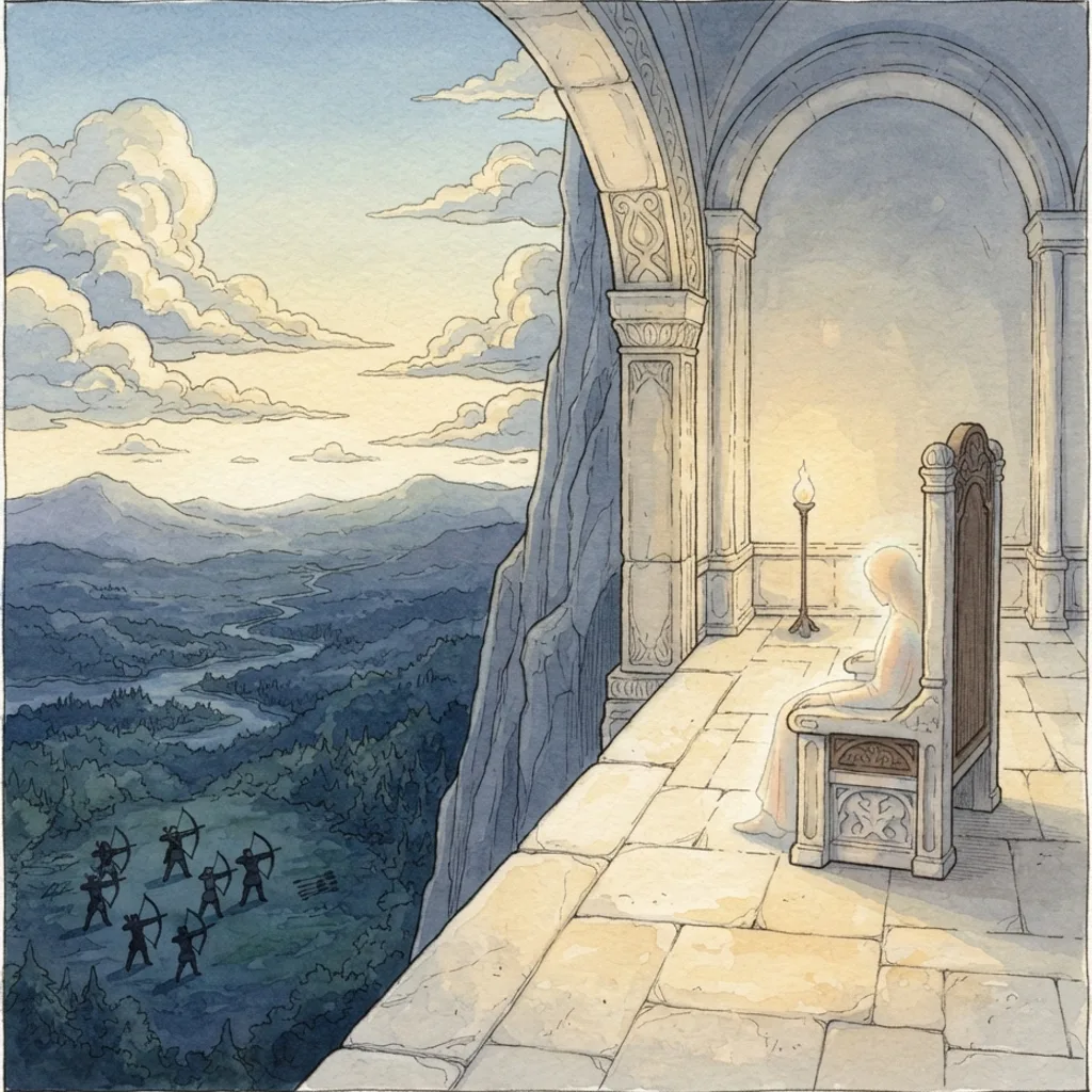 The Lord Is in His Holy Temple: a painted scene illustrating Psalms 11.